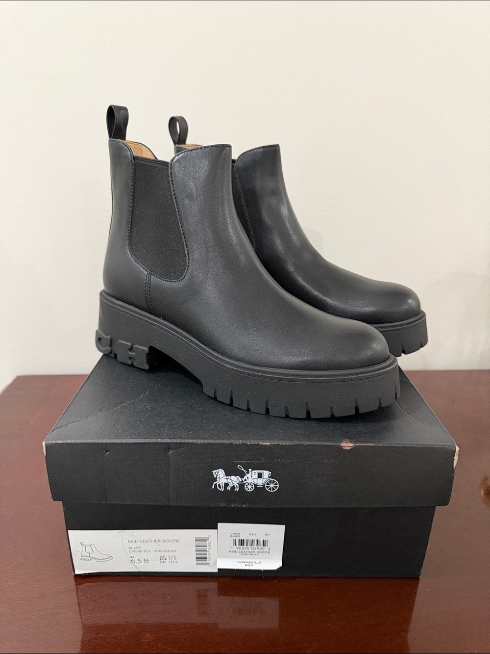NEW Coach Black Platform Chelsea Boots